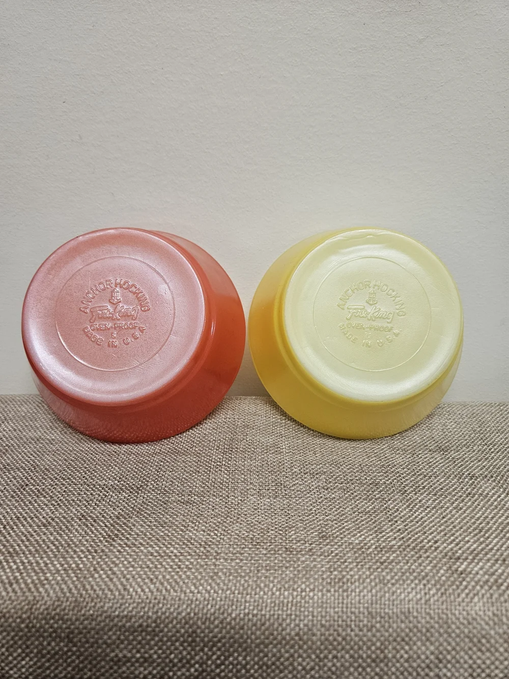 Anchor Hocking Yellow &‎ Red Bowls - Fire King